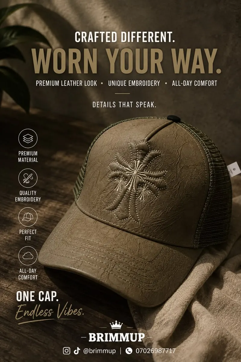 Olive embroidered cross trucker cap