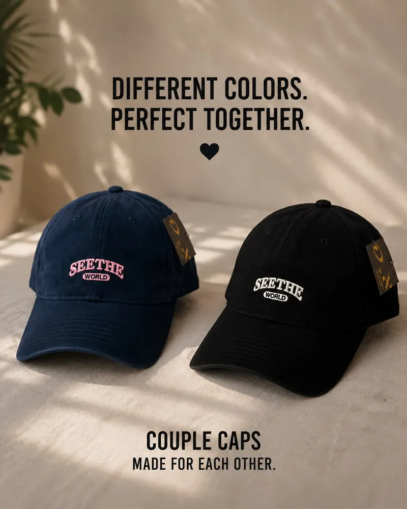 Seethe World couple caps in navy and black