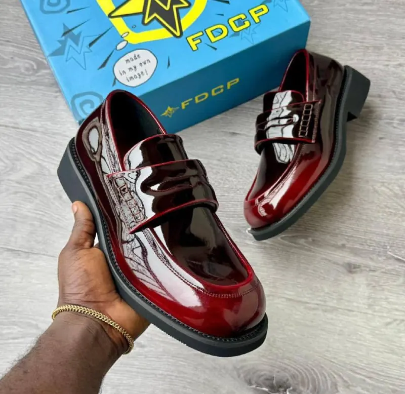 Burgundy patent dress shoes