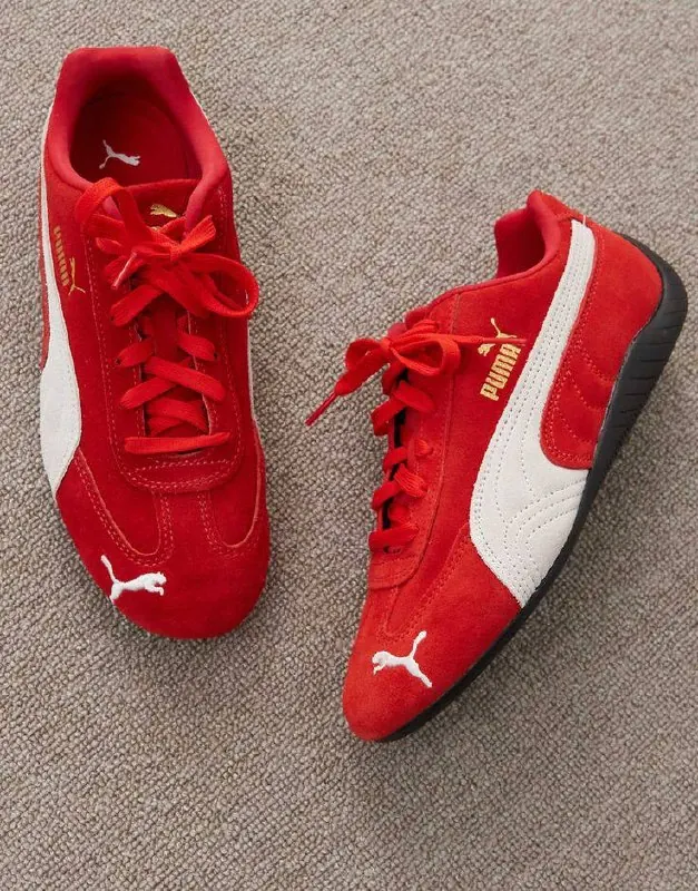 Red suede sneakers
